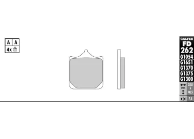 PASTILHAS FREIO GALFER FD262G1054 WG7362/FD262 7,5 GROSOR (JOGO)
