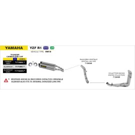 YAMAHA YZF R1 -07 2:1 CENTRAL MID-PIPE FOR ARROW A