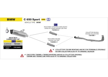 RACCORD ARROW ACC.INOX BMW C 650 SPORT-16 PARA COL