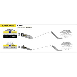 RACCORDO BASSO ACC.INOX KAWASAKI Z-750-  04-06 / Z