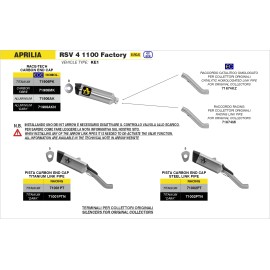 KIT RACCORDO INOX + ESCAPE ARROW PISTA TITANIO DARK APRILIA RSV4 1100 FACTORY