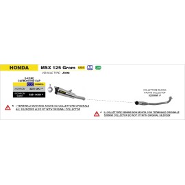 ESCAPE ARROW HONDA MSX 125 '21/22 HOMOLOGATED NICHROMDARK X-KONE SILENCER WITH WELDED LINK   PIPE AND CARBON ENDCAP