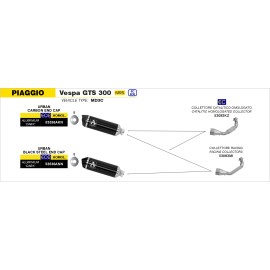 ESCAPE ARROW VESPA GTS 300 '21 HOMOLOGATED ALUMINUM  DARK URBAN SILENCER