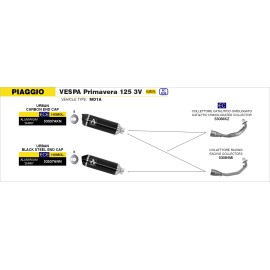 ESCAPE ARROW VESPA PRIMAVERA/SPRINT 125' 21 HOMOL.   ALUMINUM DARK URBAN SILENCER WITH CARBONENDCAP