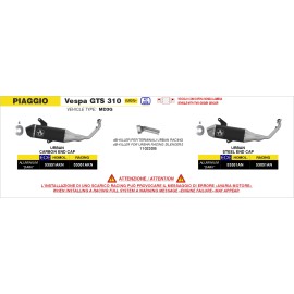 ESCAPE ARROW VESPA GTS 310 EURO5+ 2025 INDY RACE ALUMINIUM DARK SILENCER + COLLECTOR