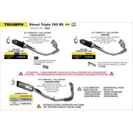 ESCAPE ARROW TRIUMPH STREET TROIPLE 765 RS '23       RACING FULL SYSTEM WITH ALUMINIUM       VELOCE SILENCER WITH CARBON END CAP