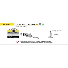 ESCAPE ARROW CF MOTO 800MT '22 HOMOLOGATED TITANIUM  RACE TECH SILENCER WITH WELDED LINK PIPE