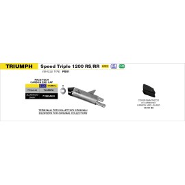ESCAPE ARROW TRIUMPH SPEED TRIPLE 1200 RS '21 HOMOL. ALUMINUM DARK RACE TECH SILENCER WITH   WELDED LINK PIPE