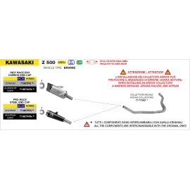 ESCAPE ARROW KAWASAKI Z 500/NINJA 500 E5+ '24 NICHROM PRO-RACE SILENCER