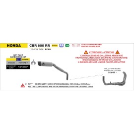 ESCAPE ARROW HONDA CBR 600 RR 2024 HOMOLOGATED TITANIUM INDY RACE SILENCER WITH STAINLESS STEEL LINK PIPE AND CARBON END CAP