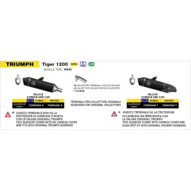 ESCAPE ARROW TRIUMPH TIGER 1200 '22 HOMOLOGATED      VELOCE ALUMINIUM DARK SILENCER WITH     CARBON END CAP FOR ORIGINAL COLLECT