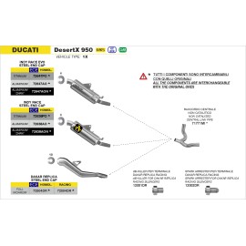 ESCAPE ARROW DUCATI DESERTX 950 '22/23 HOMOLOGATED NICHROM DAKAR REPLICA SILENCER FOR STOCK AND ARROW COLLECTORS