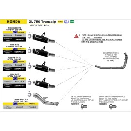 ESCAPE ARROW HONDA XL750 TRANSALP '23 HOMOLOGATED    ALUMINUM DARK INDY RACE SILENCER WITH   WELDED LINK PIPE