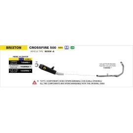 ESCAPE ARROW BRIXTON CROSSFIRE 500 '21 HOMOLOGATED   BLACK STAINLESS STEEL REBEL SILENCER    WITH ALUMINUM DARK ENDCAP