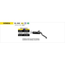 ESCAPE ARROW HONDA CL 500 '23 HOMOLOGATED NICHROM    DARK REBEL SILENCER WITH CARBON ENDCAP