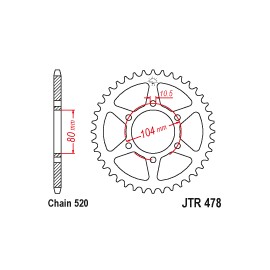 Piñones y Cadenas JT Sprockets CORONA JT 478-46 | REBESA.COM