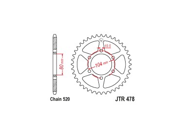 Piñones y Cadenas JT Sprockets CORONA JT 478-46 | REBESA.COM