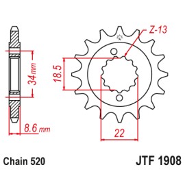 Piñones y Cadenas JT Sprockets PIÑON JT 1908-14 | REBESA.COM