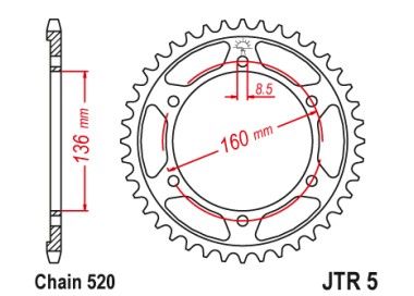 Piñones y Cadenas JT Sprockets CORONA JT 005-40 | REBESA.COM