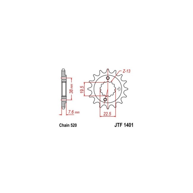 Piñones y Cadenas JT Sprockets PIÑON JT 1401-16 | REBESA.COM