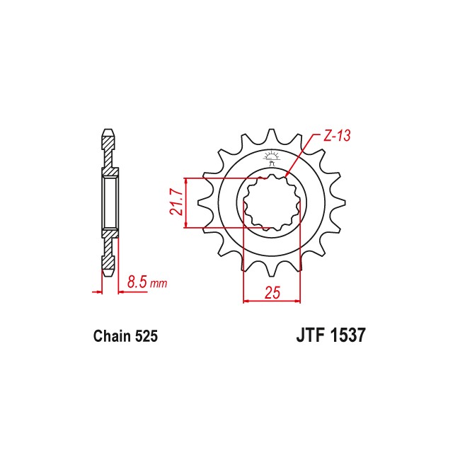 Piñones y Cadenas JT Sprockets PIÑON JT 153716 RB | REBESA.COM
