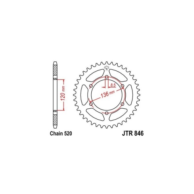 Piñones y Cadenas JT Sprockets CORONA JT 846-37 | REBESA.COM Piñones y Cadenas JT Sprockets CORONA JT 846-37 | REBESA.COM