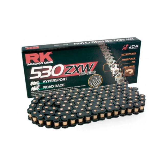 Cadena RK CADENA RK BL530 ZXW 118P CLF ESLABONES NEGRO/ORO para moto | REBESA.COM