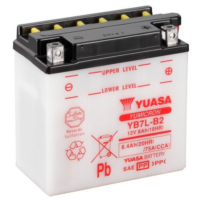 Batería para motocicleta Yuasa Yumicon 8,4Ah 75A DC YB7L-B2 Batería para motocicleta Yuasa Yumicon 8,4Ah 75A DC YB7L-B2