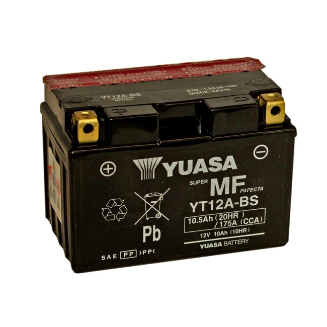 Batería para motocicleta Yuasa MF 10,5Ah 175A CP YT12A-BS