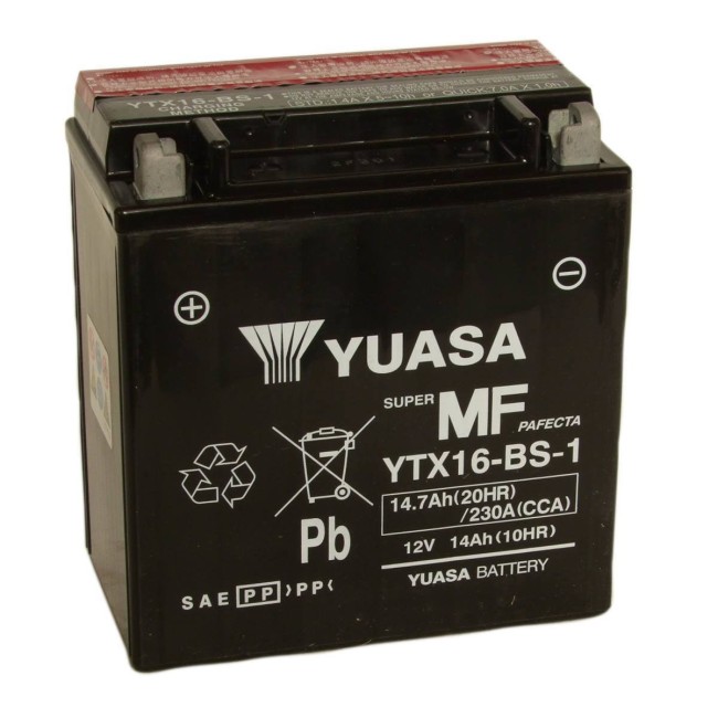 Batería para motocicleta Yuasa MF 14,7Ah 230A CP YTX16-BS-1