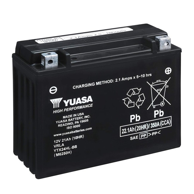 Batería para motocicleta Yuasa MF 22,1Ah 350A CP YTX24HL-BS