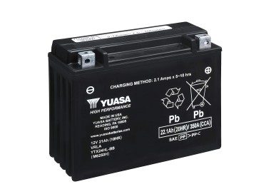 Batería para motocicleta Yuasa MF 22,1Ah 350A CP YTX24HL-BS