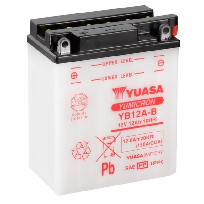 Batería para motocicleta Yuasa Yumicon 12,6Ah 150A CP YB12A-B Batería para motocicleta Yuasa Yumicon 12,6Ah 150A CP YB12A-B