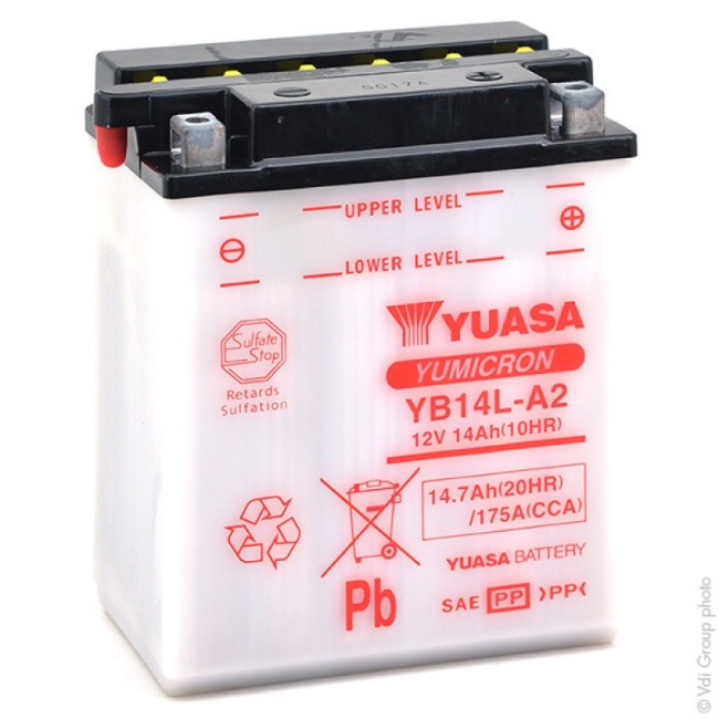 Batería para motocicleta Yuasa Yumicon 14,7Ah 190A DC YB14L-A Batería para motocicleta Yuasa Yumicon 14,7Ah 190A DC YB14L-A
