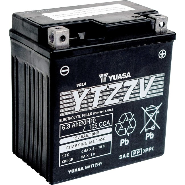 Batería para motocicleta Yuasa MF 6,3Ah 105A WC YTZ7V