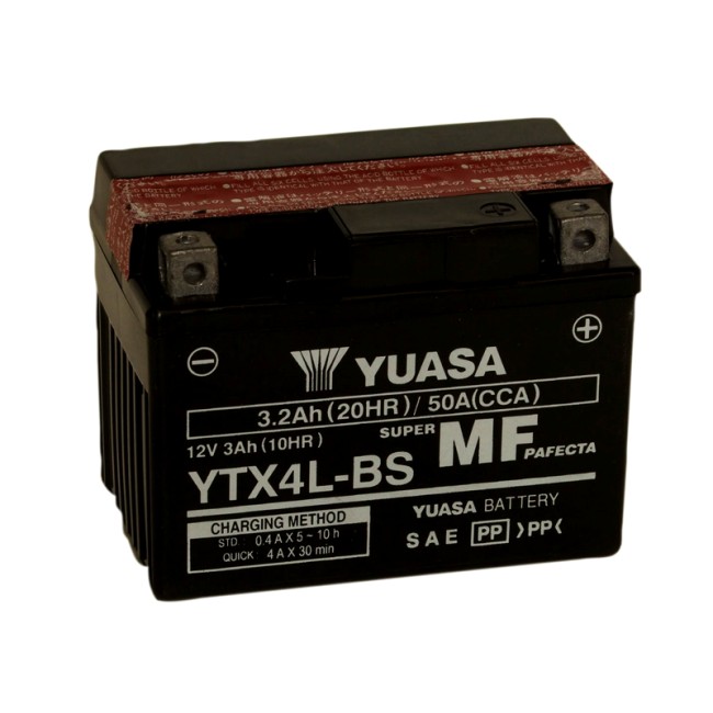 Batería para motocicleta Yuasa MF 3,2Ah 50A CP YTX4L-BS