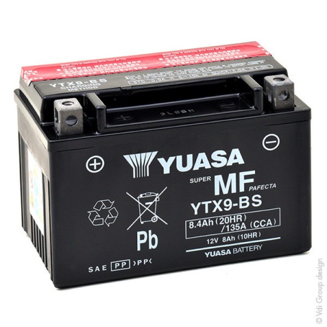 Batería para motocicleta Yuasa MF 8,4Ah 135A CP YTX9-BS Batería para motocicleta Yuasa MF 8,4Ah 135A CP YTX9-BS