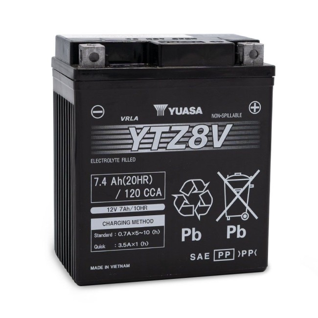 Batería para motocicleta Yuasa MF 7,4Ah 120A WC YTZ8V