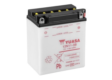 Batería para motocicleta Yuasa Conventional 11,6Ah 109A DC 12N11-3B