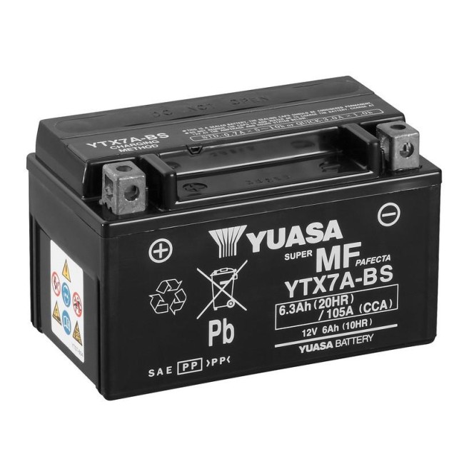 Batería para motocicleta Yuasa MF 6,3Ah 105A WC YTX7A