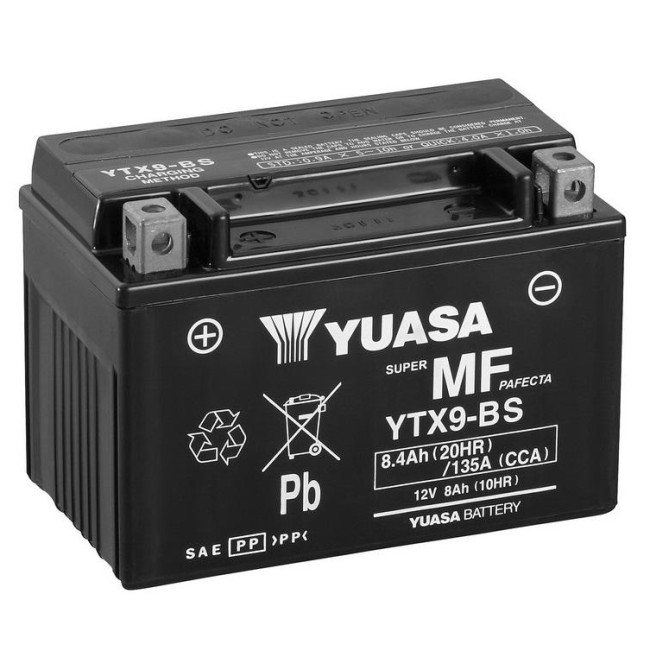 Batería para motocicleta Yuasa MF 8,4Ah 135A WC YTX9 Batería para motocicleta Yuasa MF 8,4Ah 135A WC YTX9