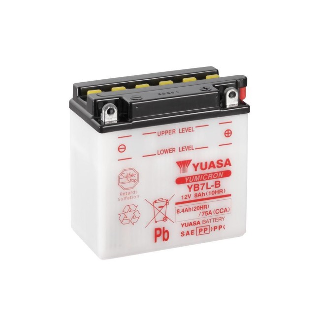 Batería para motocicleta Yuasa Yumicon 8,4Ah 75A CP YB7L-B Batería para motocicleta Yuasa Yumicon 8,4Ah 75A CP YB7L-B